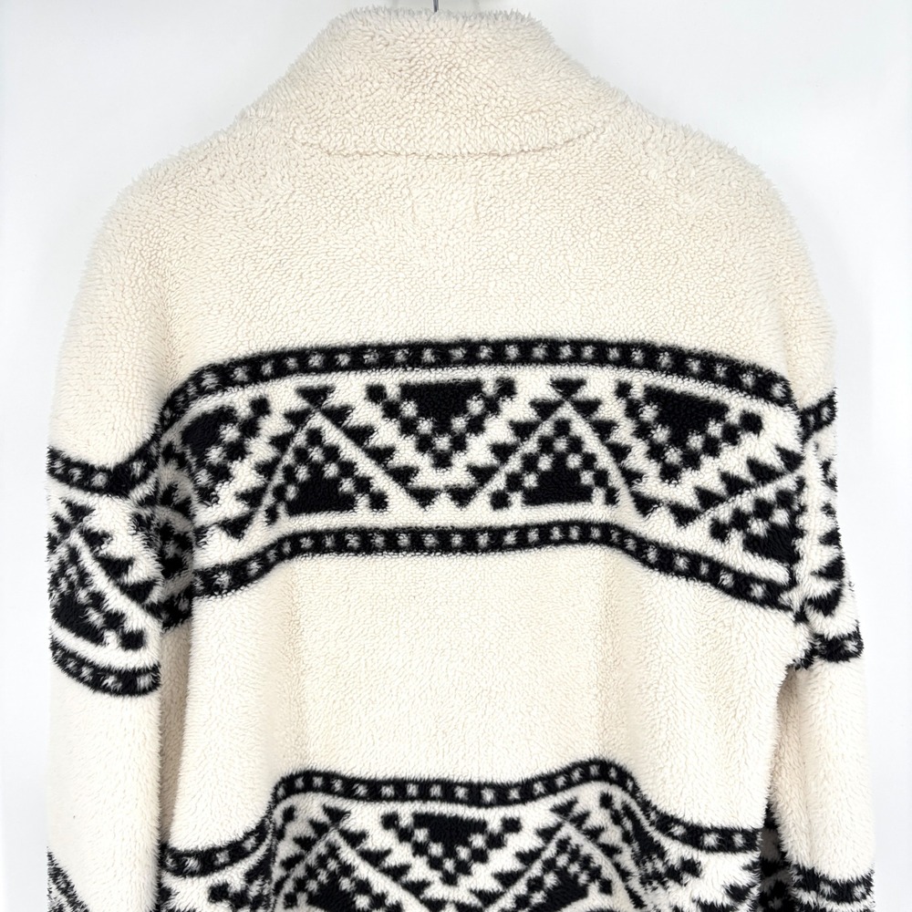 Faherty B.Yellowtail High Pile Sherpa Fleece Jacket Cream Black Aztec Print M - Picture 9 of 13